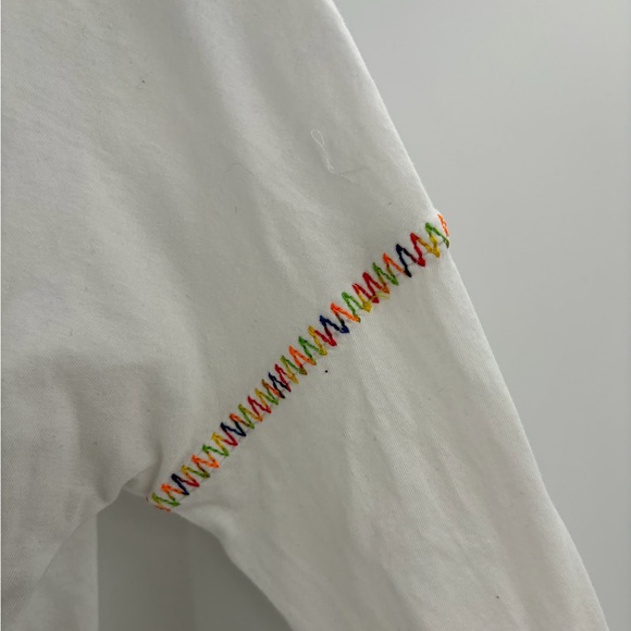 Lisa Todd white Top preppy Comfort cotton snitched long sleeve size small - Picture 6 of 13